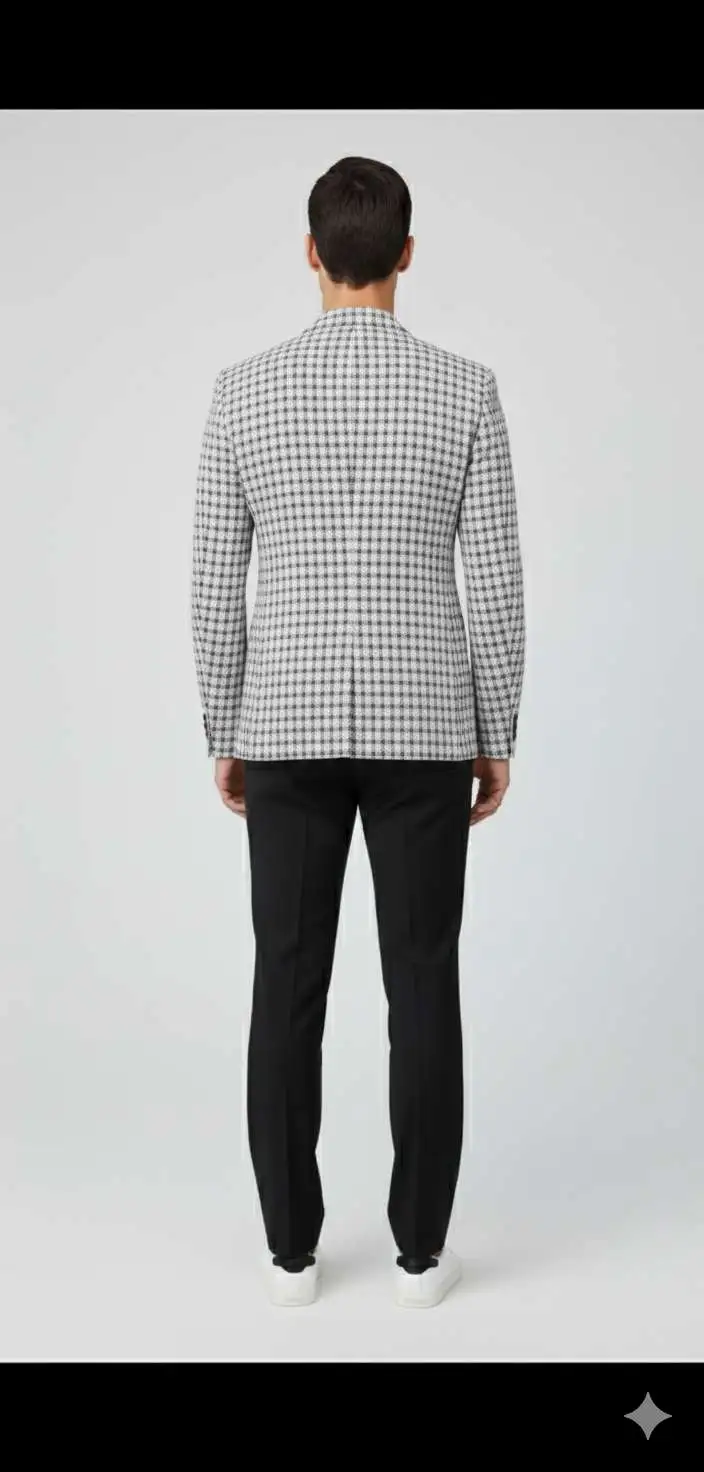 back view white print blazer image