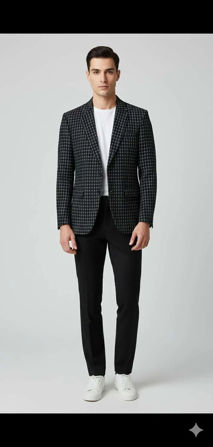 Black party wear blazer front view image