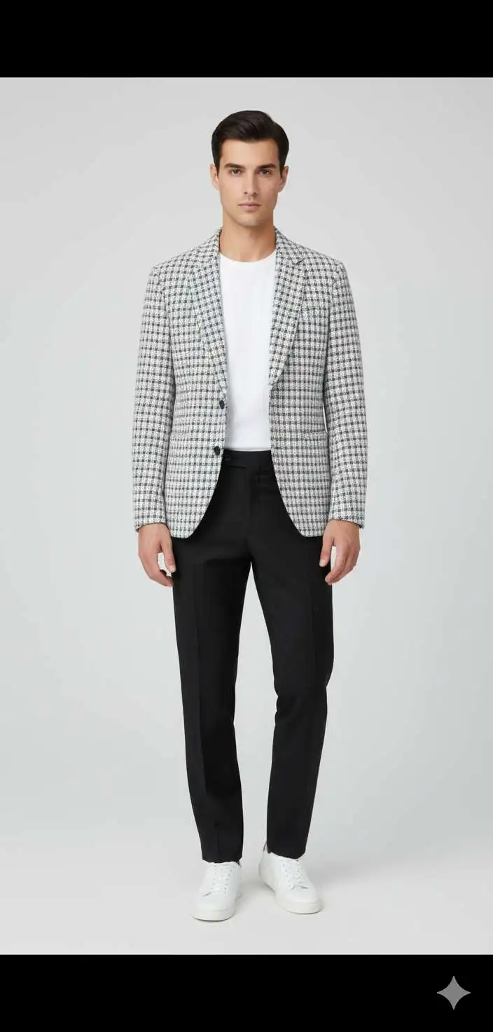 White Print Party wear Blazer
