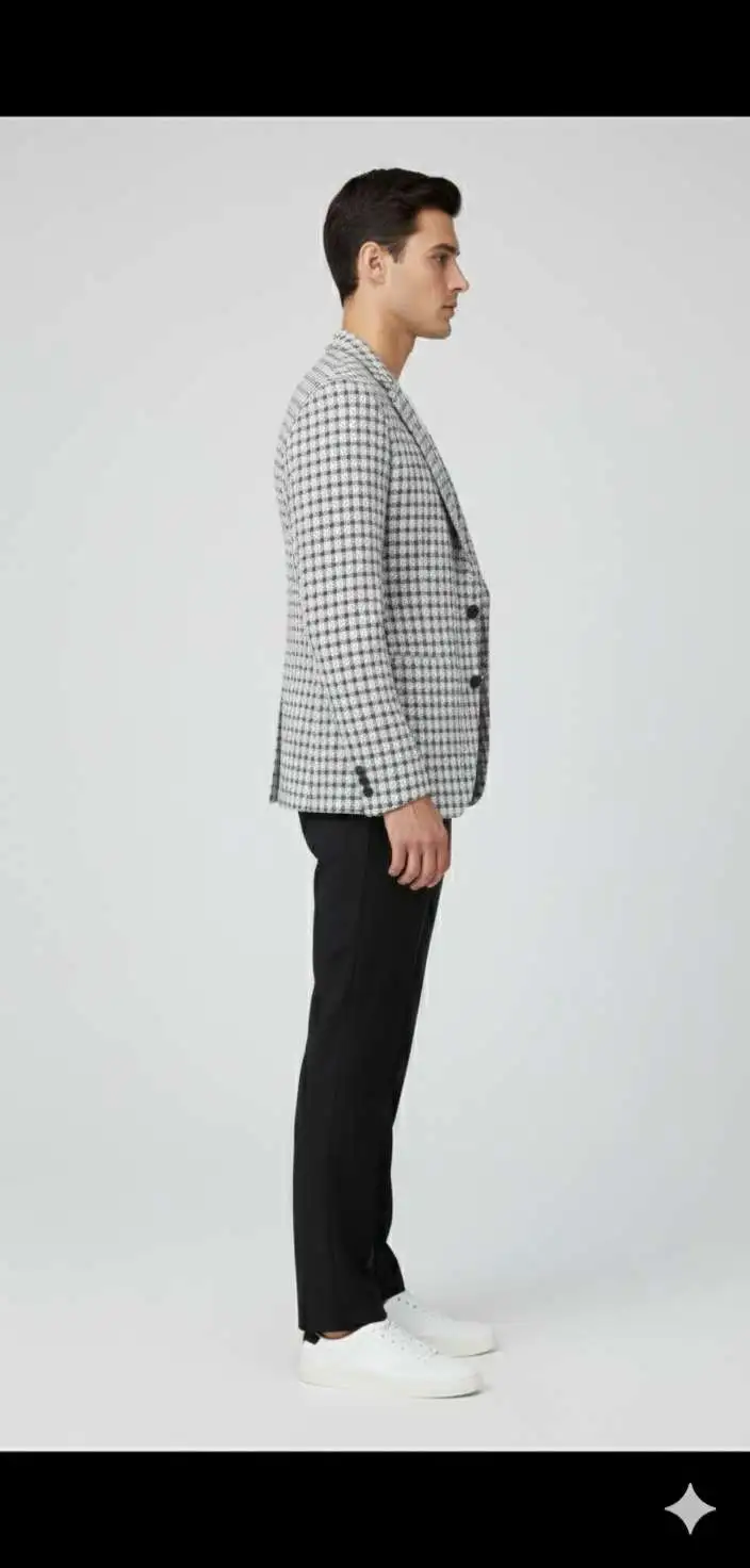 side view white print blazer image