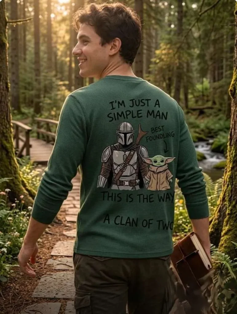 A man wearing back-print round neck full sleeve t-shirt