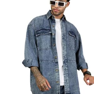 blue demin baggy shirt for men